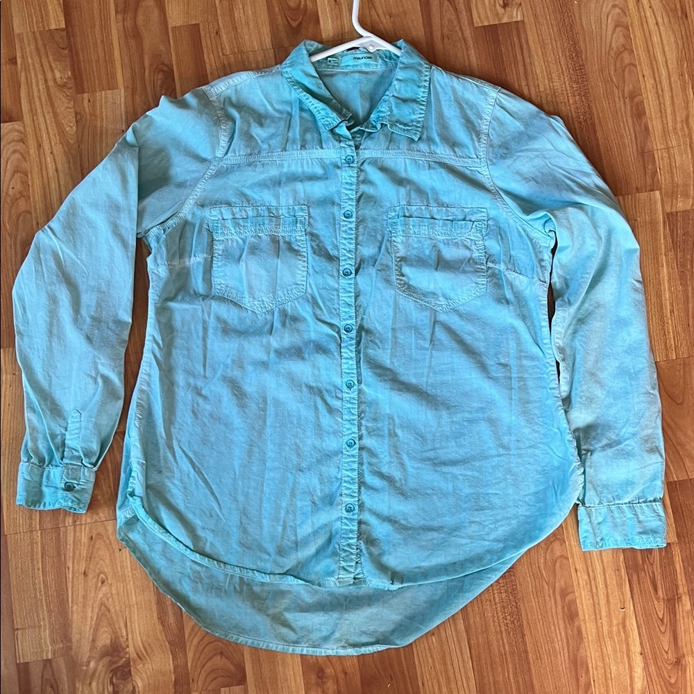 Maurices Aqua Button-Up Blouse Medium